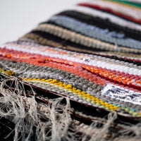 closeup look of the recycled fabric rug by puebco